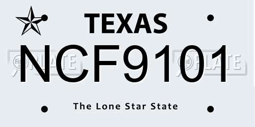 NCF9101 Texas License Plate