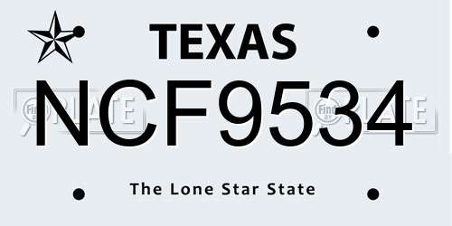NCF9534 Texas License Plate