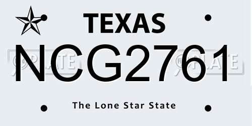 NCG2761 Texas License Plate