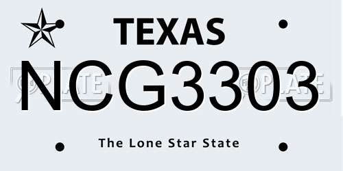 NCG3303 Texas License Plate