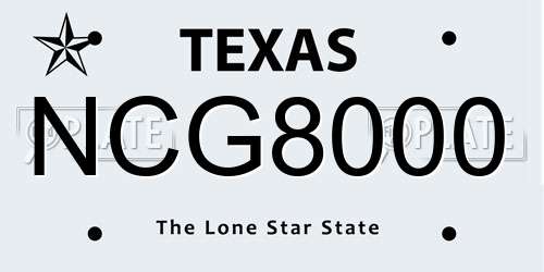 NCG8000 Texas License Plate
