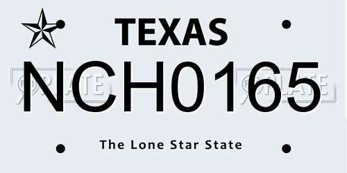 NCH0165 Texas License Plate