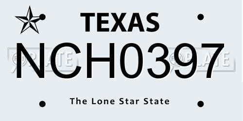 NCH0397 Texas License Plate