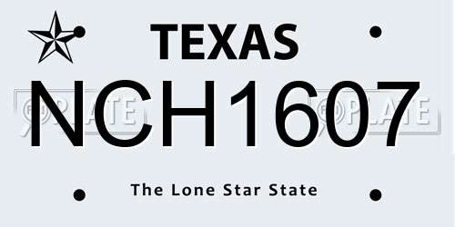 NCH1607 Texas License Plate
