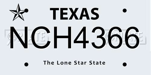 NCH4366 Texas License Plate