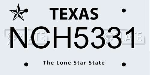 NCH5331 Texas License Plate