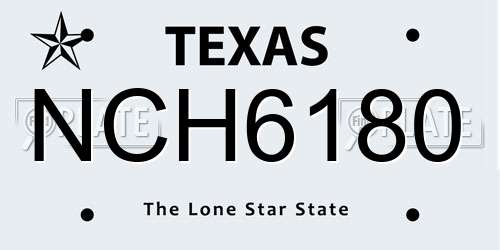 NCH6180 Texas License Plate