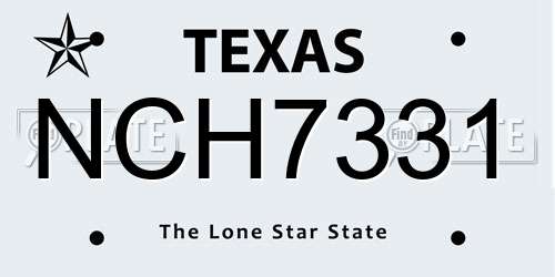 NCH7331 Texas License Plate