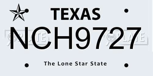 NCH9727 Texas License Plate