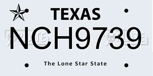 NCH9739 Texas License Plate