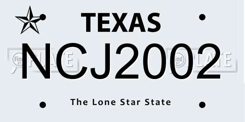 NCJ2002 Texas License Plate