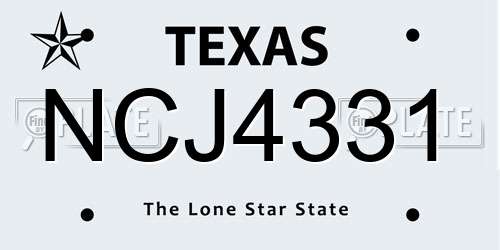 NCJ4331 Texas License Plate