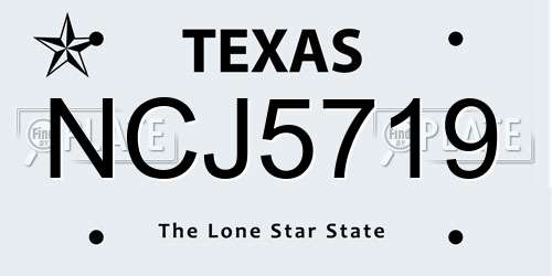 NCJ5719 Texas License Plate