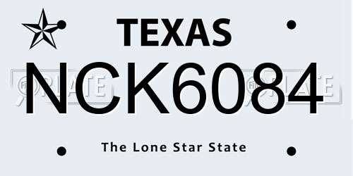 NCK6084 Texas License Plate