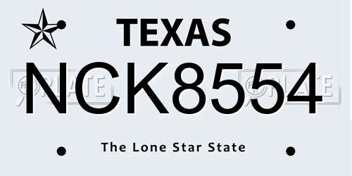 NCK8554 Texas License Plate