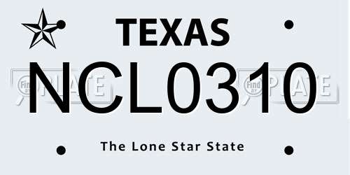 NCL0310 Texas License Plate
