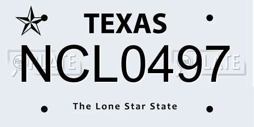 NCL0497 Texas License Plate