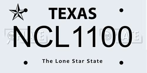 NCL1100 Texas License Plate