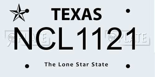 NCL1121 Texas License Plate
