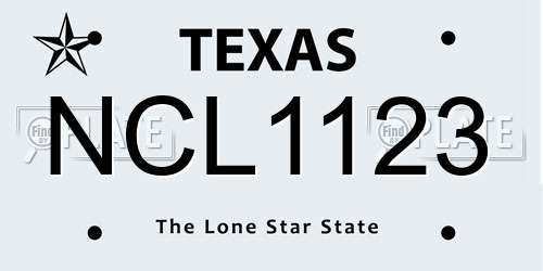 NCL1123 Texas License Plate
