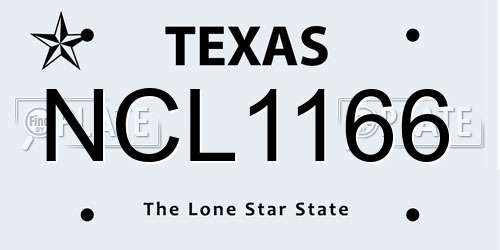 NCL1166 Texas License Plate