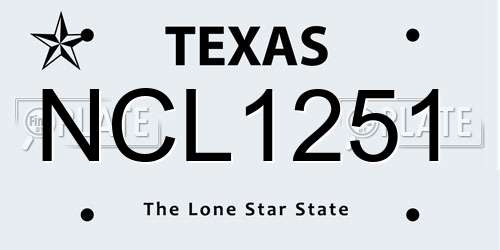 NCL1251 Texas License Plate