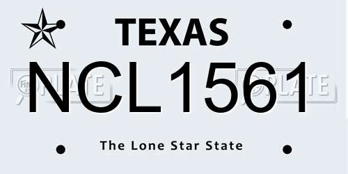 NCL1561 Texas License Plate