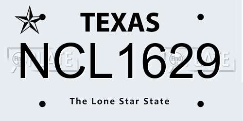 NCL1629 Texas License Plate