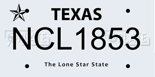 NCL1853 Texas License Plate