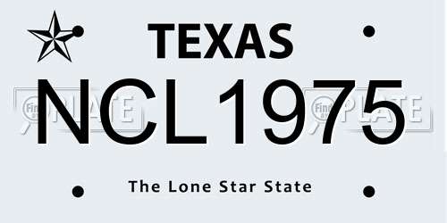 NCL1975 Texas License Plate