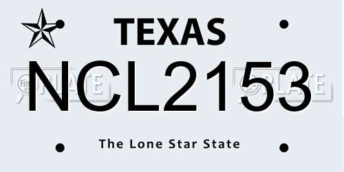NCL2153 Texas License Plate
