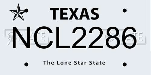 NCL2286 Texas License Plate