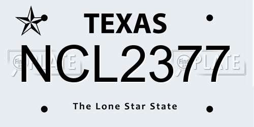 NCL2377 Texas License Plate