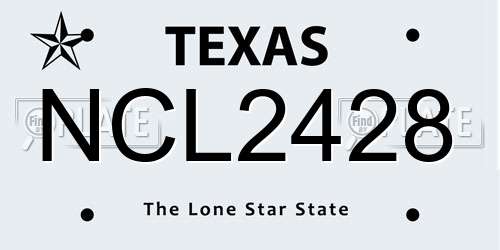 NCL2428 Texas License Plate