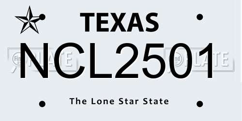 NCL2501 Texas License Plate