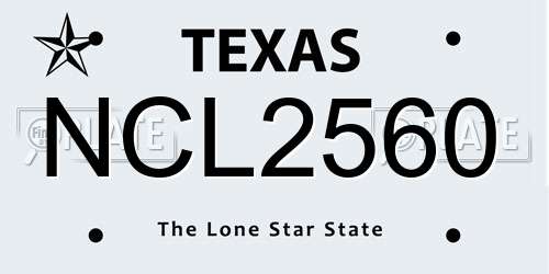 NCL2560 Texas License Plate