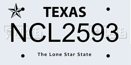 NCL2593 Texas License Plate