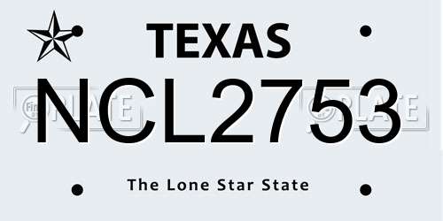 NCL2753 Texas License Plate