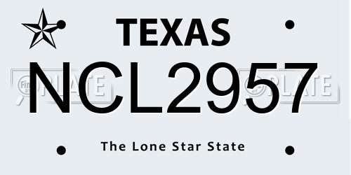 NCL2957 Texas License Plate