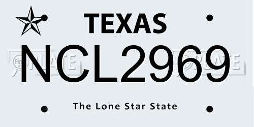 NCL2969 Texas License Plate