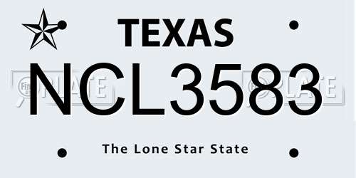 NCL3583 Texas License Plate