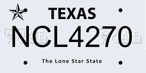 NCL4270 Texas License Plate