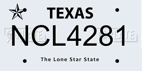 NCL4281 Texas License Plate