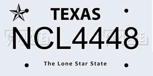 NCL4448 Texas License Plate