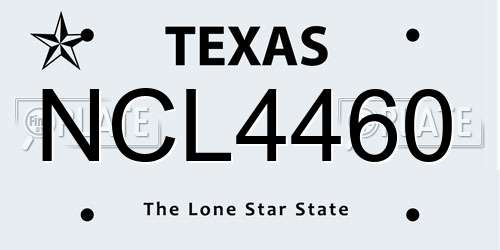 NCL4460 Texas License Plate