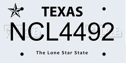 NCL4492 Texas License Plate
