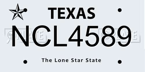 NCL4589 Texas License Plate