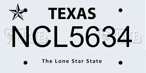 NCL5634 Texas License Plate