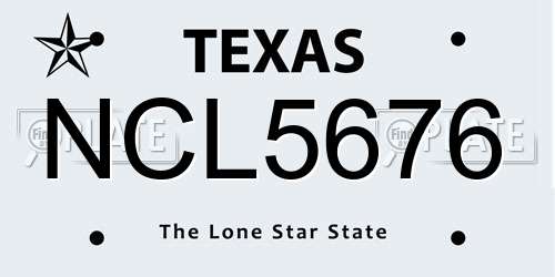NCL5676 Texas License Plate