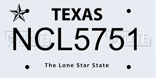 NCL5751 Texas License Plate